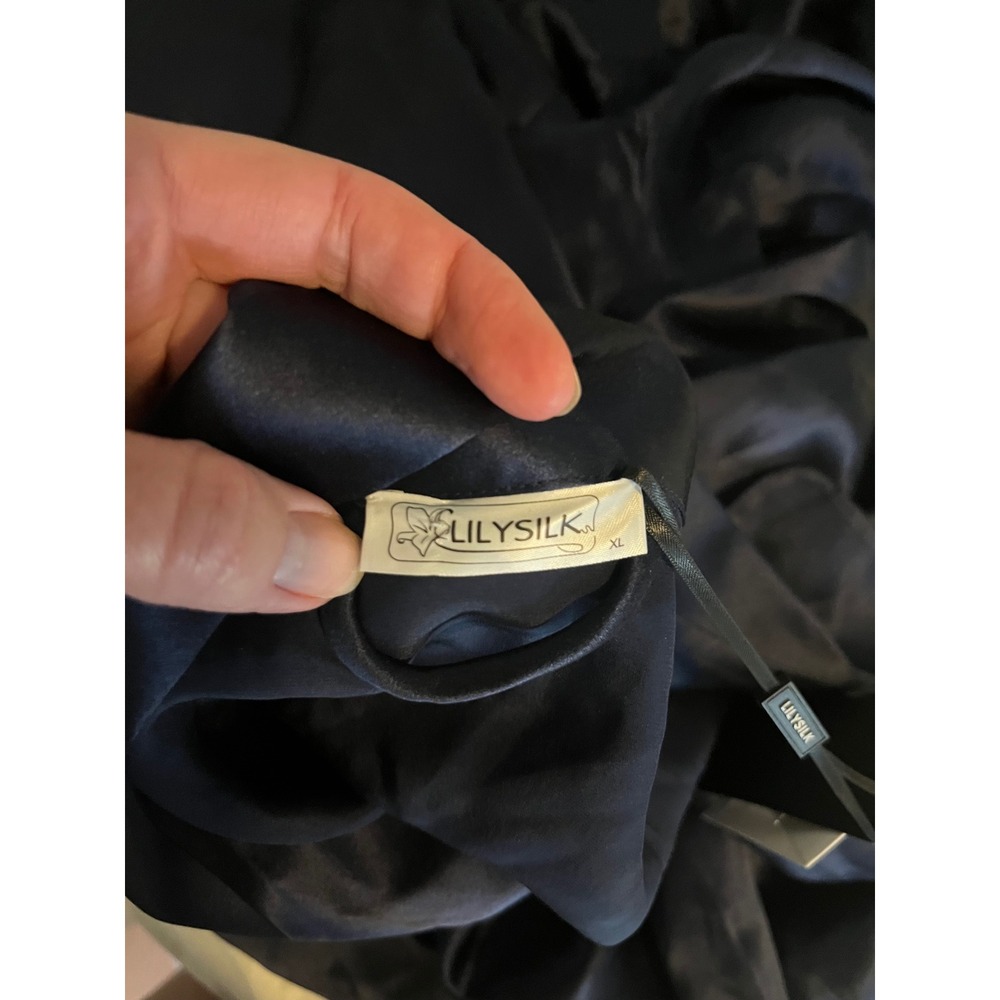 Lilysilk Navy Blue 100% Pure Mulberry Silk Pajama Set XL NWT Luxury Sleepwear - Picture 2 of 11